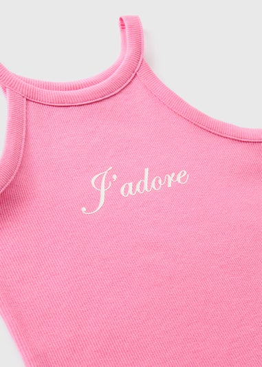 Girls Pink J'Adore Vest Top (7-13yrs)