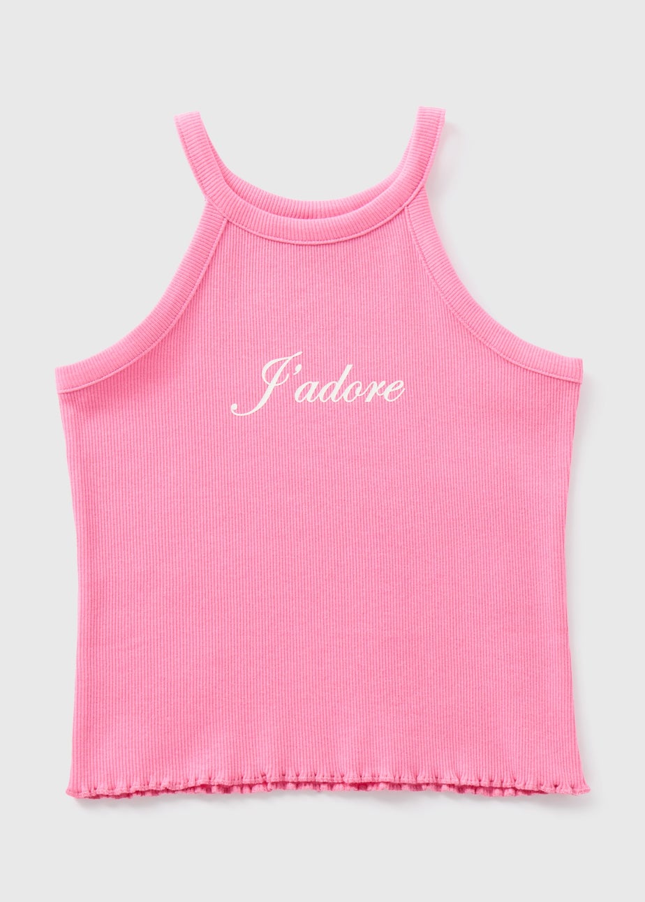 Girls Pink J'Adore Vest Top (7-13yrs)