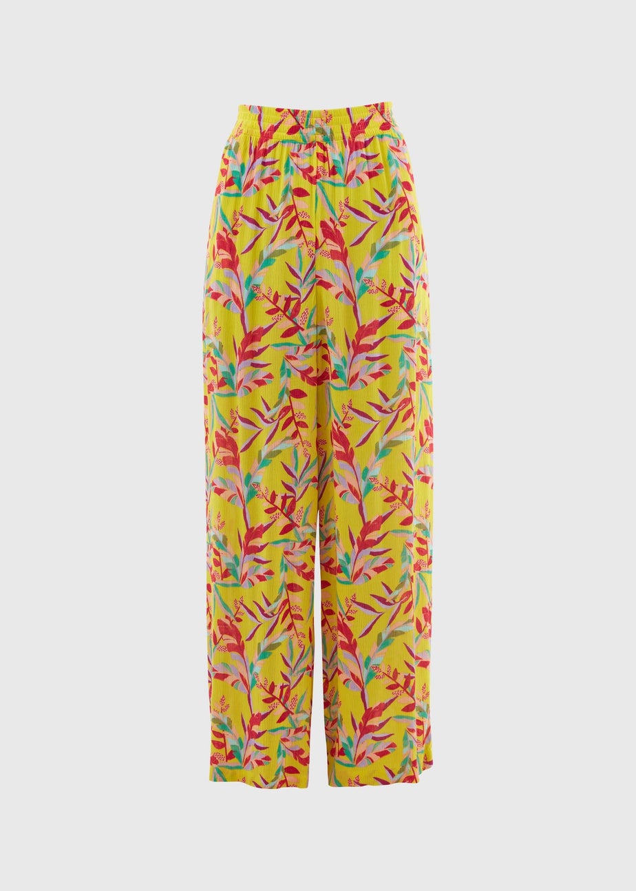 Lime Floral Wide Leg Trousers