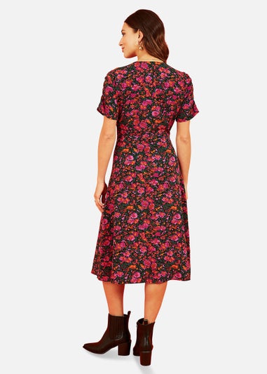 Mela Ditsy Floral Midi Shirt Dress In Pink