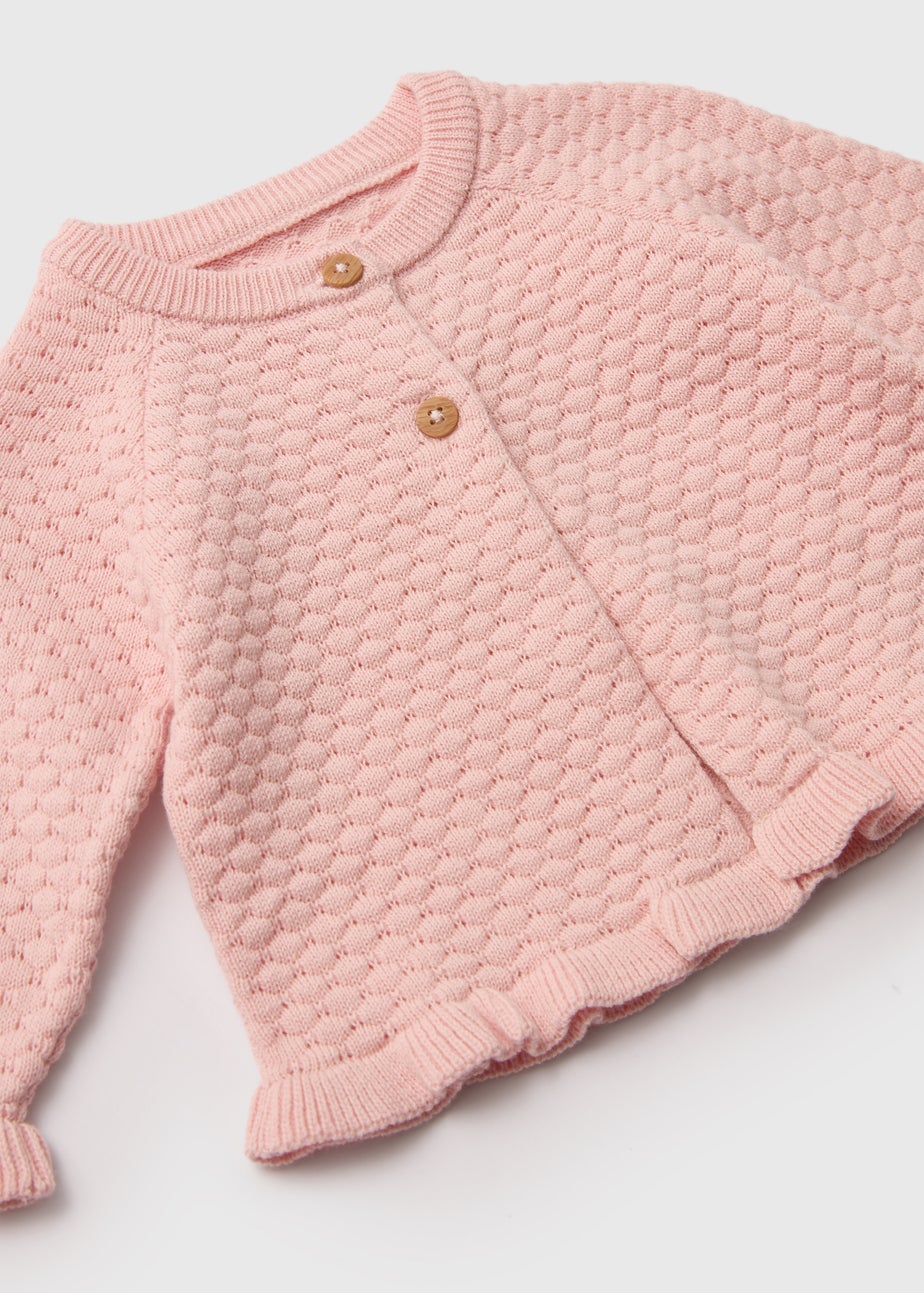 Girls Pink Frill Knit Cardigan (Newborn-23mths)