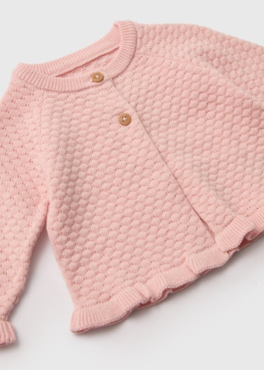 Girls Pink Frill Knit Cardigan (Newborn-23mths)