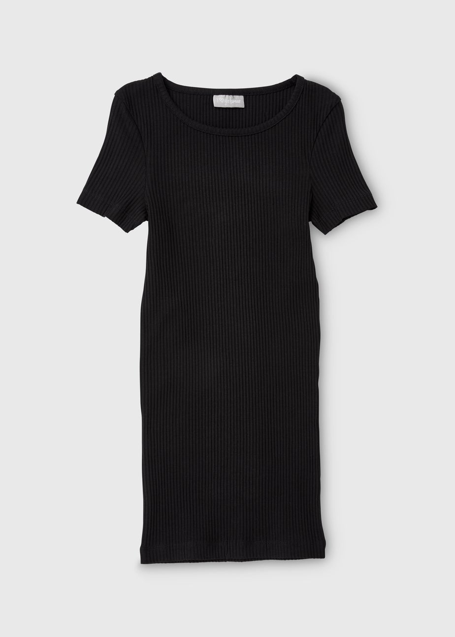 Girls Black Ribbed Dress (7-15yrs)
