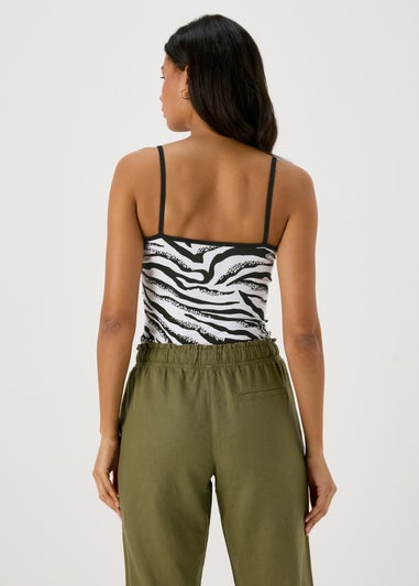 Black/White Animal Print Basic Cami Vest
