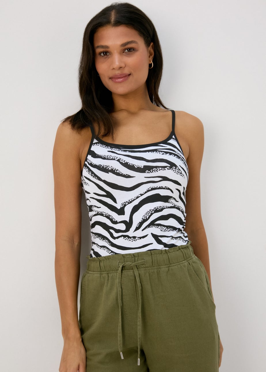 Black/White Animal Print Basic Cami Vest