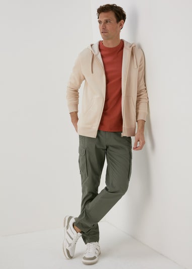 Beige Essential Zip Hoodie