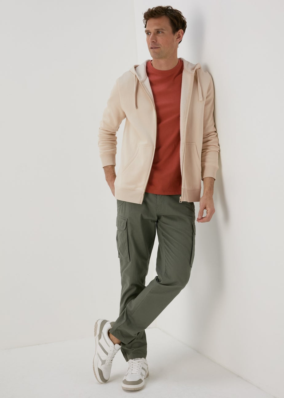 Beige Essential Zip Hoodie