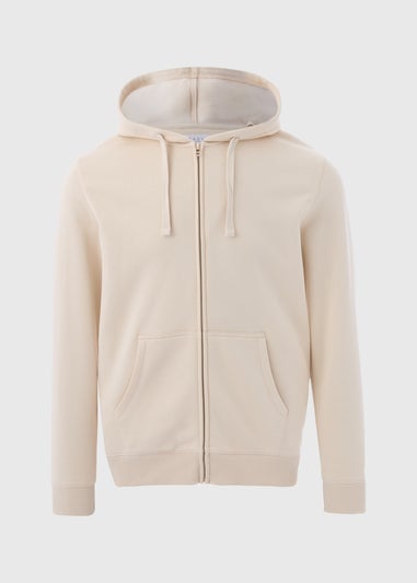 Beige Essential Zip Hoodie