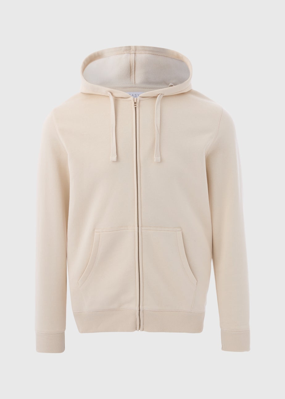 Beige Essential Zip Hoodie