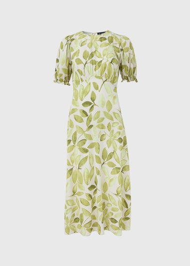 Et Vous Lime Leaf Print Midi Tea Dress