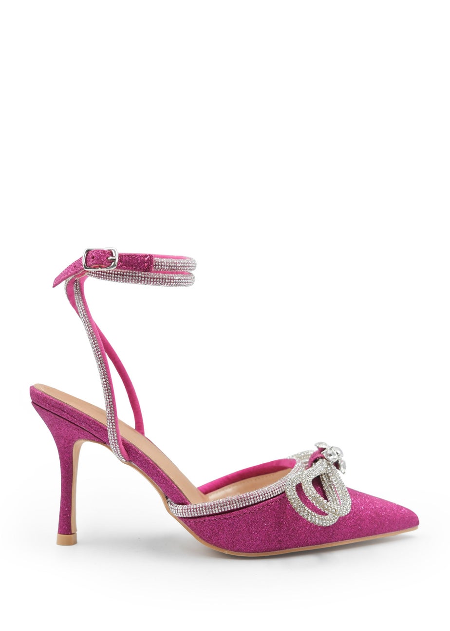 Where's That From Fuchsia Glitter Delina Pointed Toe High Heels