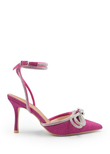 Where's That From Fuchsia Glitter Delina Pointed Toe High Heels