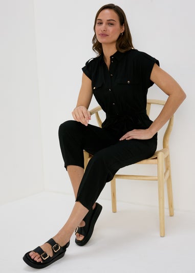 Et Vous Black Airflow Utility Jumpsuit