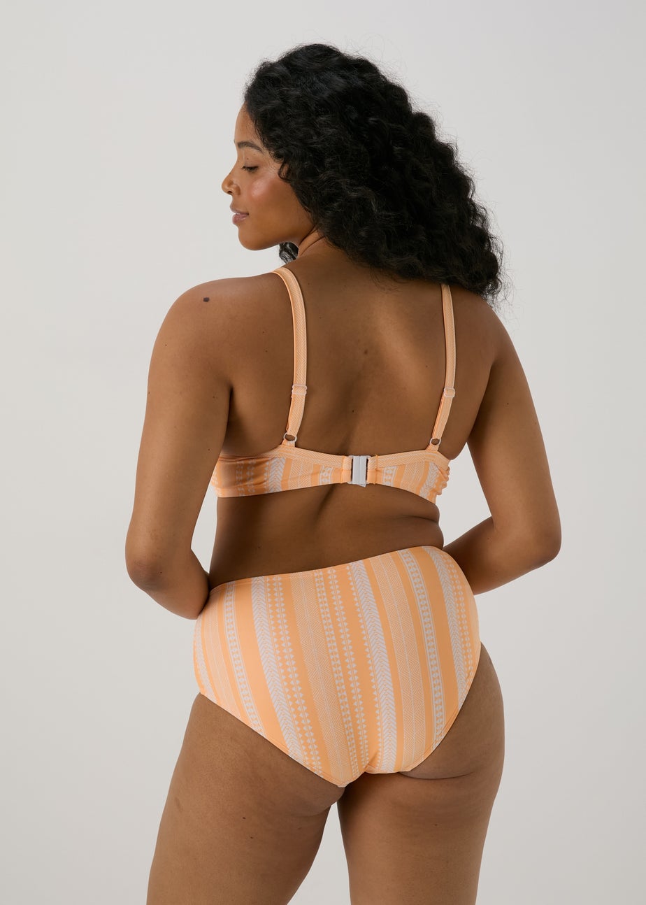 Orange Jacquard D Plus Ruched Bikini Top