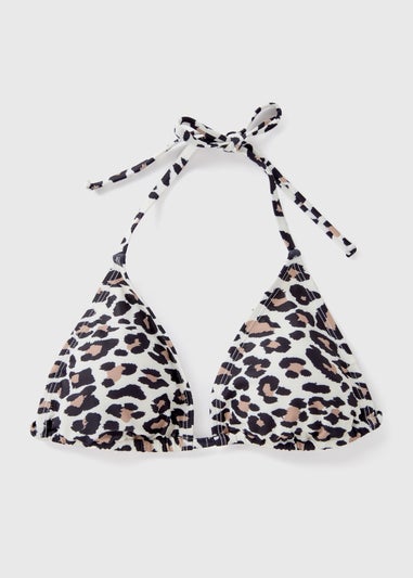 Black & Cream Reverse Tile Triangle Bikini Top