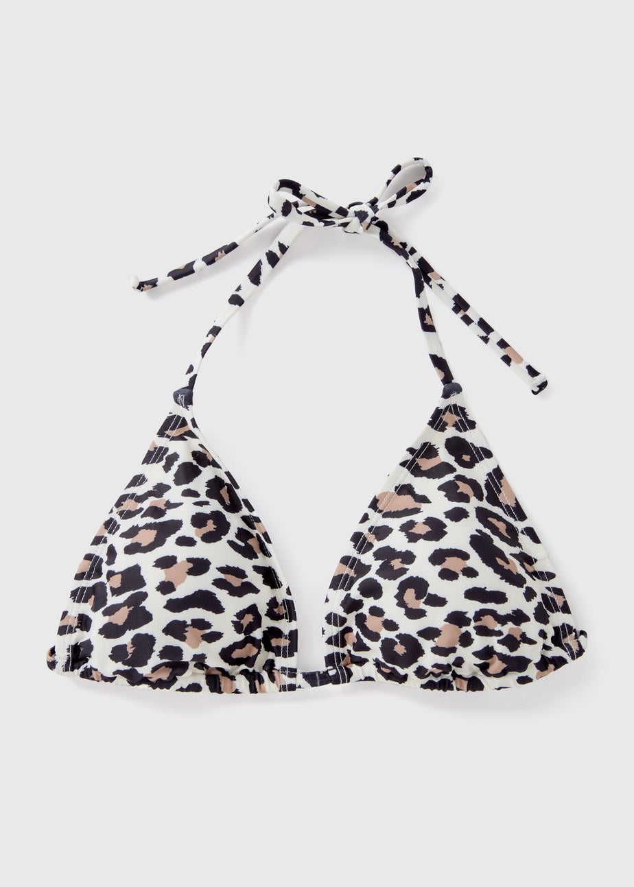 Black & Cream Reverse Tile Triangle Bikini Top