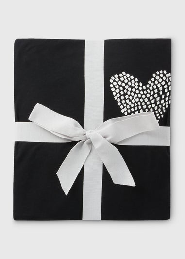 Black Heart Print Pyjama Set