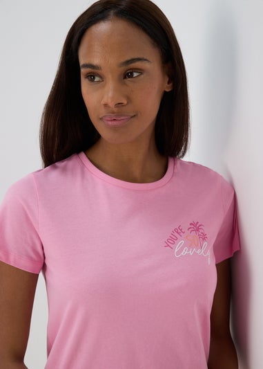 Pink Lovely Palm Print Pyjama Set