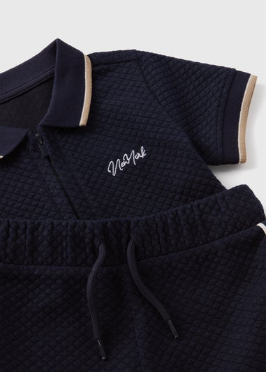 Boys Navy Quilted Polo Shirt & Shorts Set (1-7yrs)