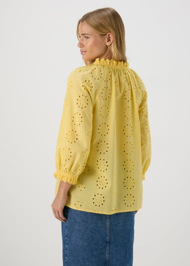Lemon Broid Peasent Blouse Top