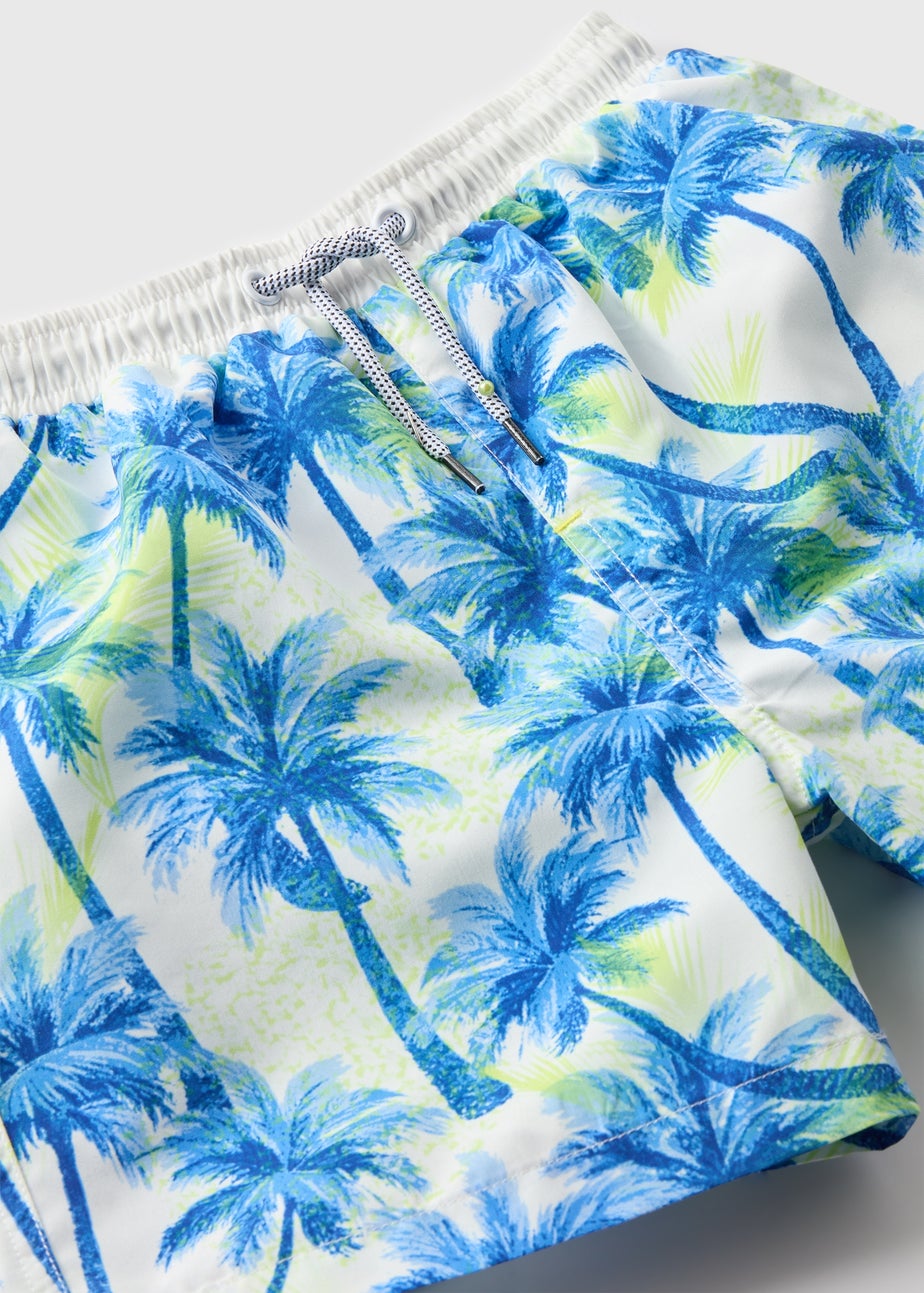 Boys Blue Palm Print Swim Shorts (6-11yrs)