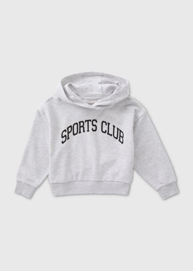 Girls Grey Marl Varsity Slogan Hoodie (7-15yrs)