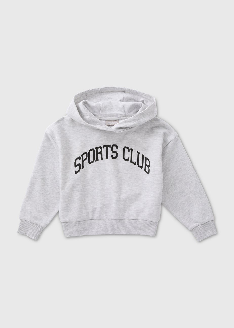 Girls Grey Marl Varsity Slogan Hoodie (7-15yrs)
