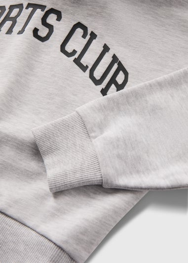 Girls Grey Marl Varsity Slogan Hoodie (7-15yrs)