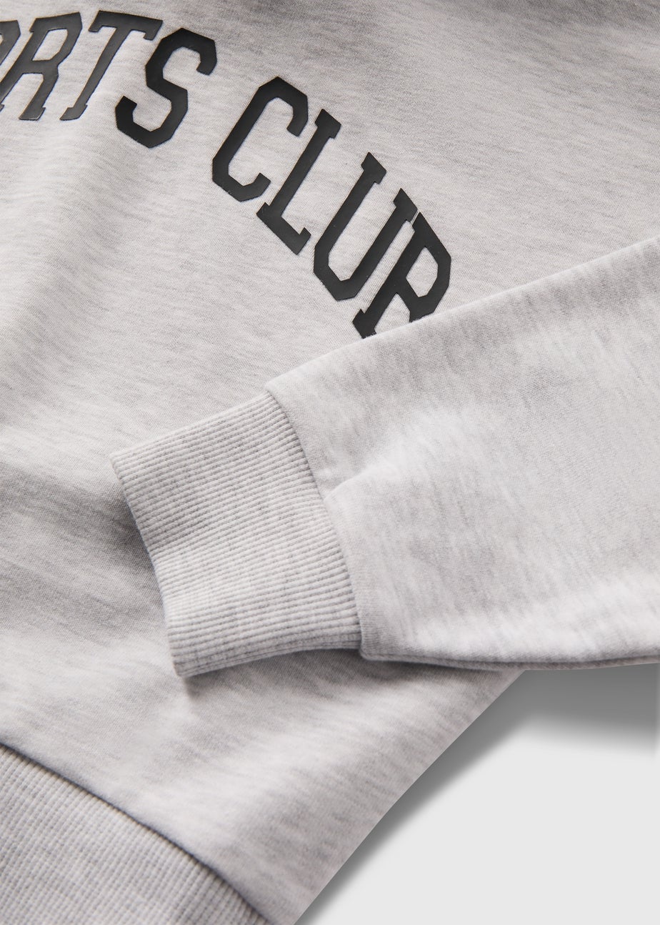 Girls Grey Marl Varsity Slogan Hoodie (7-15yrs)