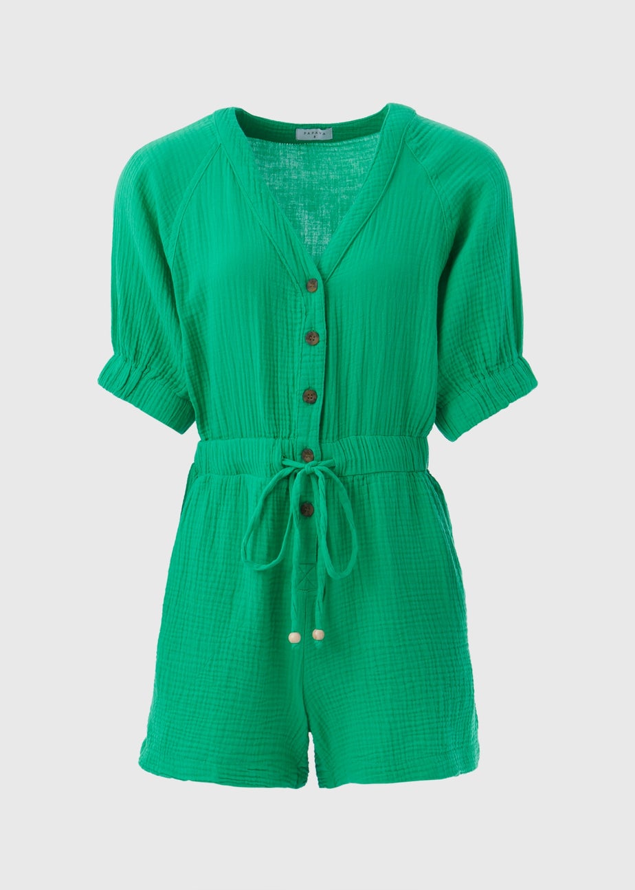 Green Double Cloth Playsuit