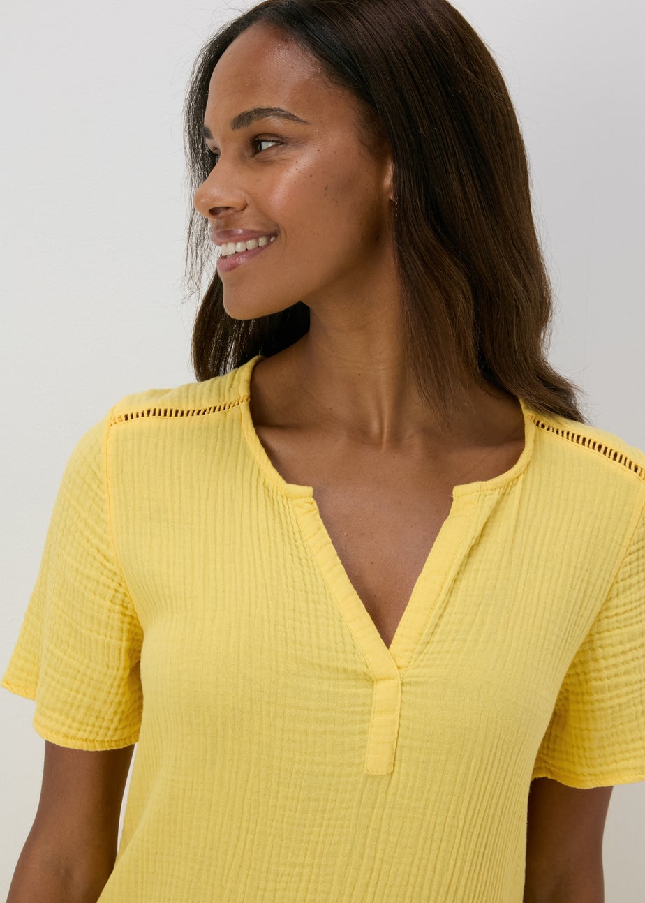 Yellow Double Cloth Mini Dress