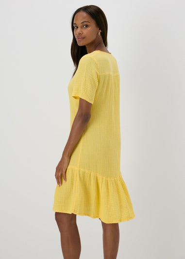 Yellow Double Cloth Mini Dress