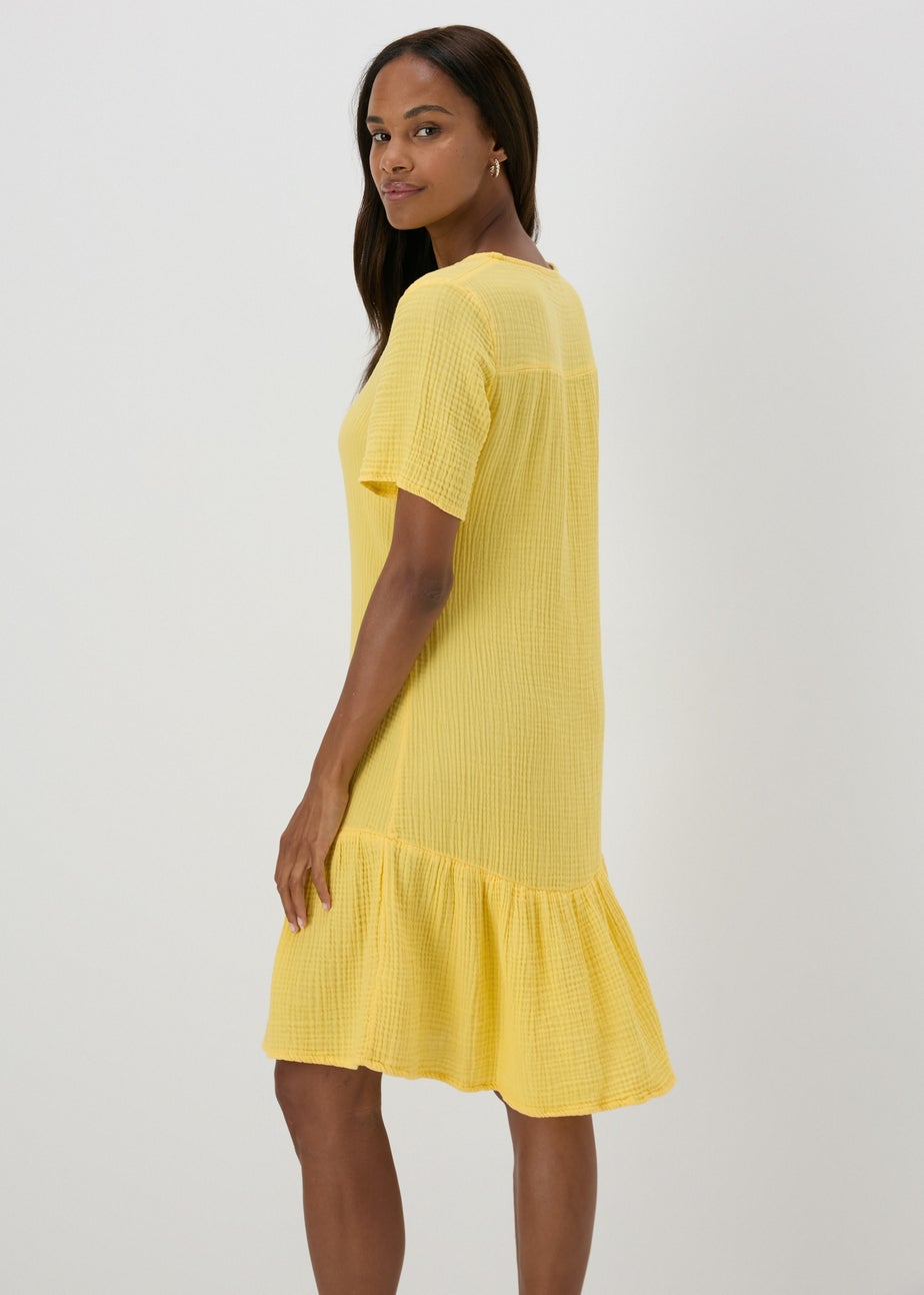Yellow Double Cloth Mini Dress