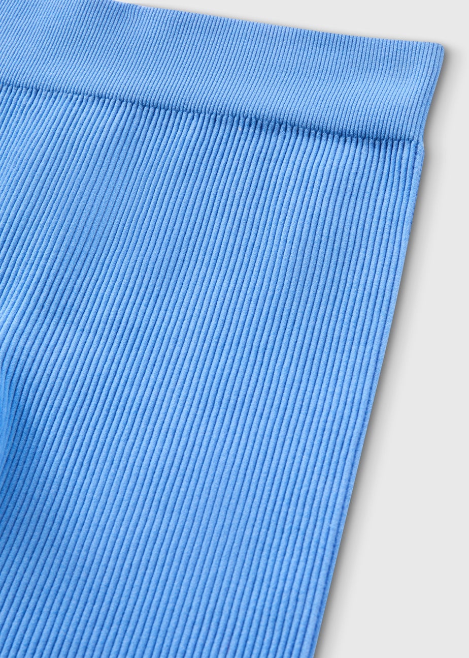Girls Blue Seamless Ribbed Shorts (7-15yrs)