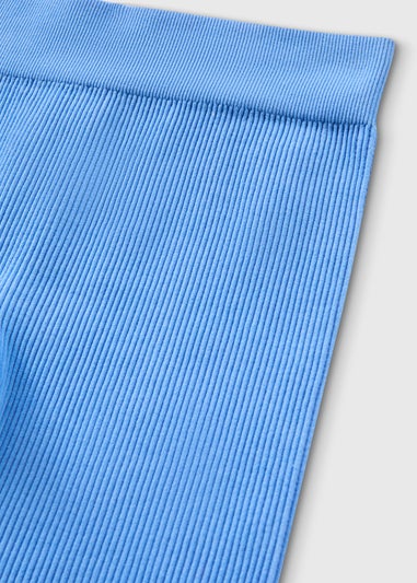 Girls Blue Seamless Ribbed Shorts (7-15yrs)