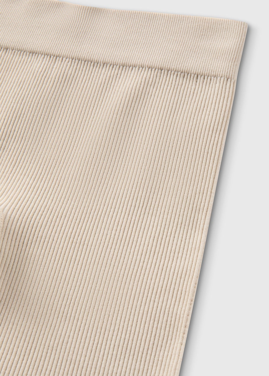 Girls Cream Seamless Ribbed Shorts (7-15yrs)