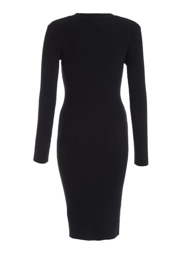 Quiz Black Knitted Button Midi Dress
