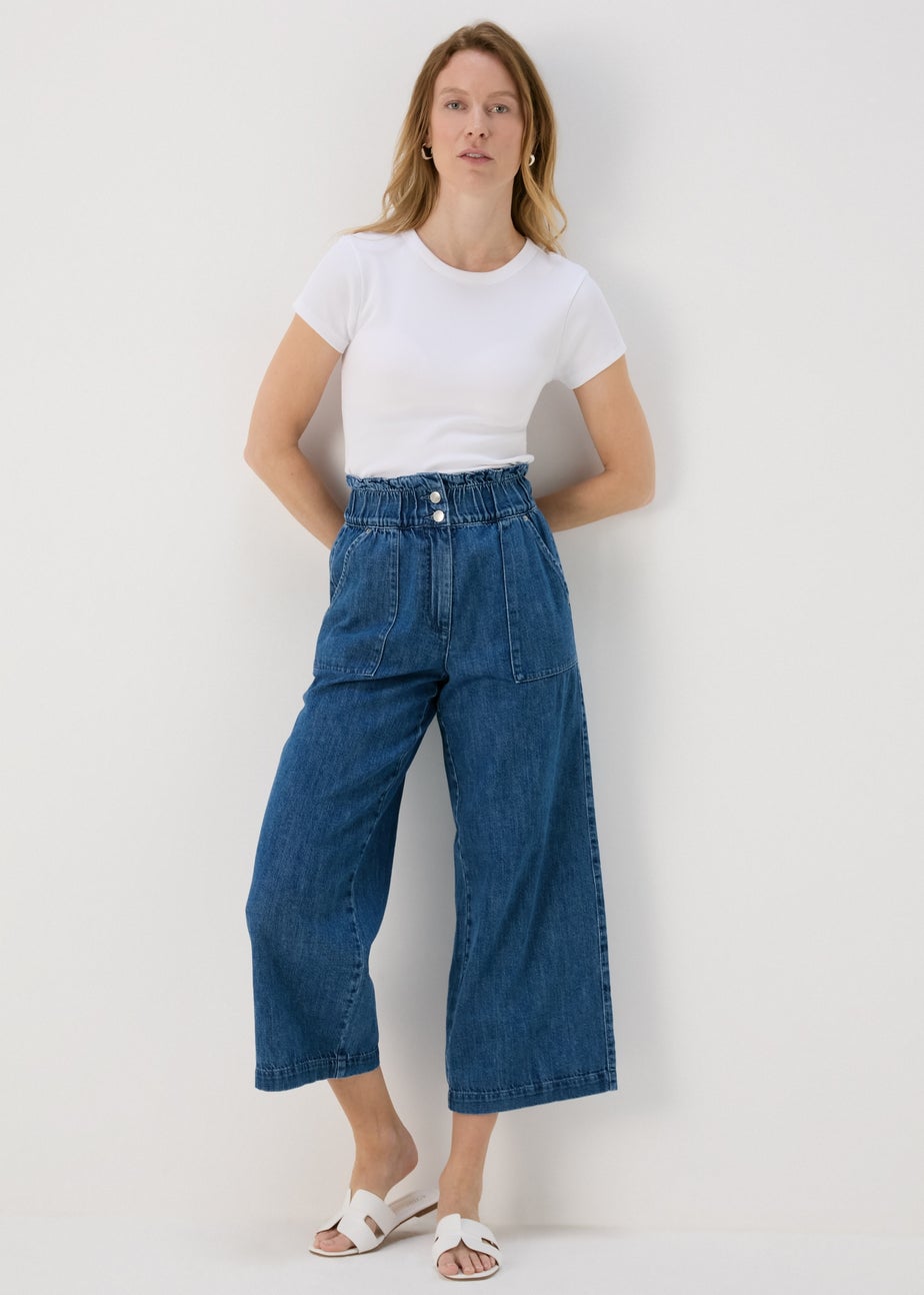 Dark Wash Wide Leg Crop Jeans