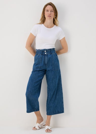 Dark Wash Wide Leg Crop Jeans