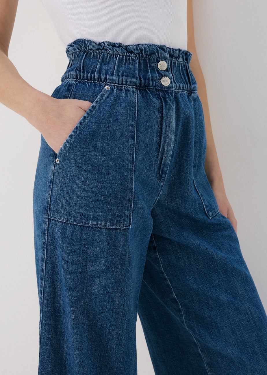 Dark Wash Wide Leg Crop Jeans