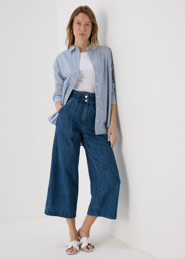 Dark Wash Wide Leg Crop Jeans