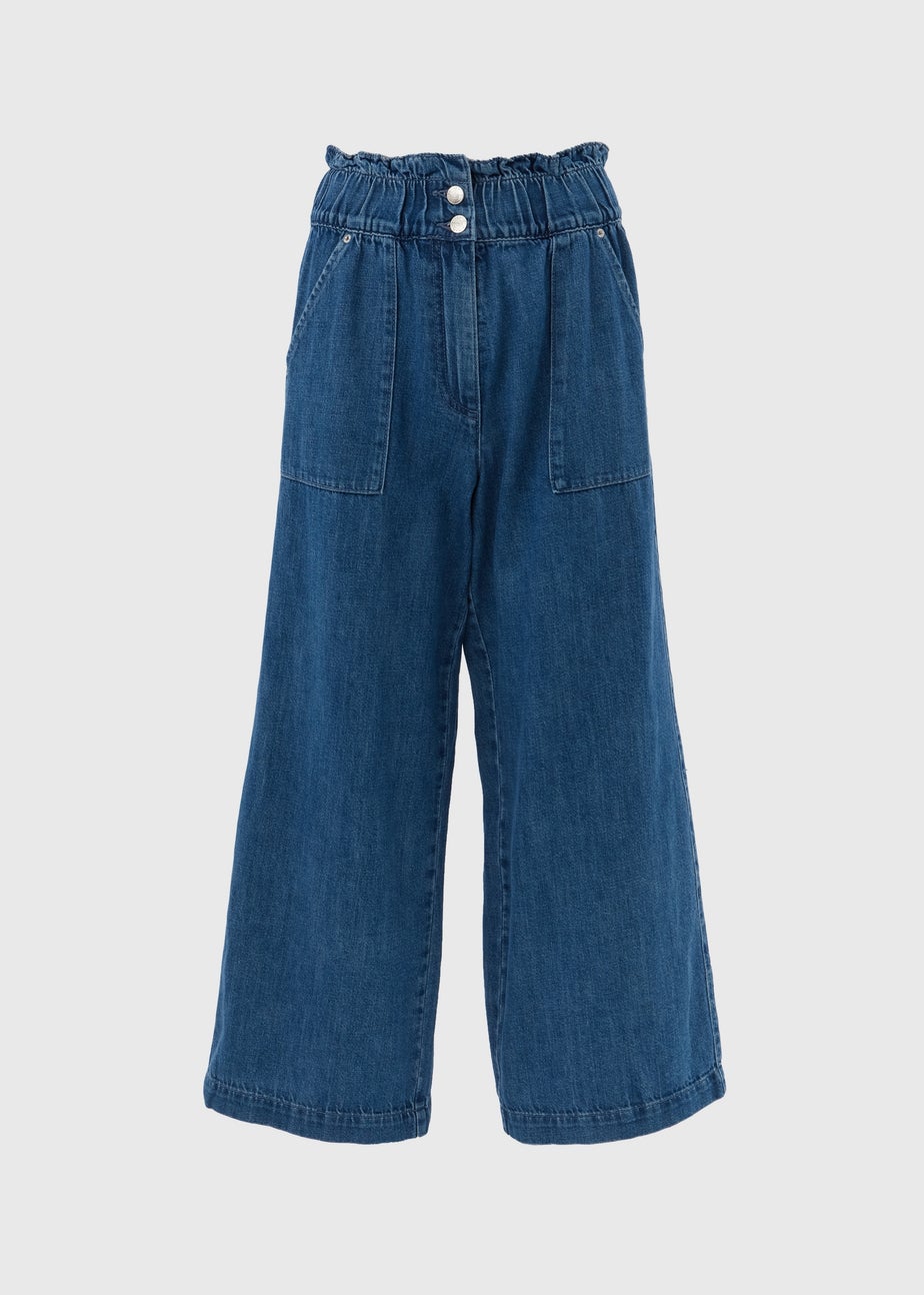 Dark Wash Wide Leg Crop Jeans