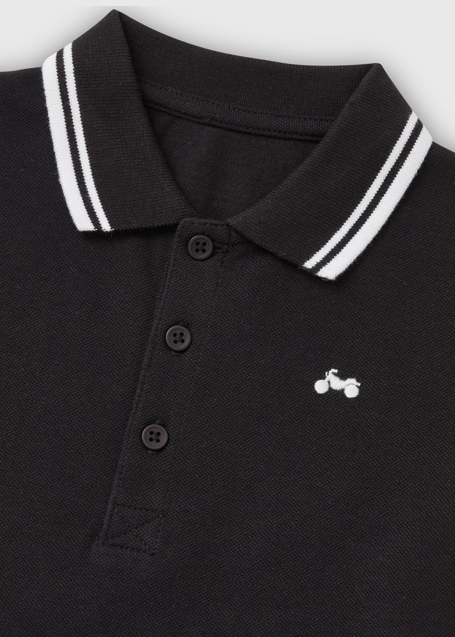 Boys Black Embroidered Polo Shirt (1-7yrs)