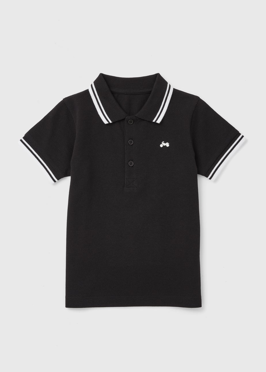 Boys Black Embroidered Polo Shirt (1-7yrs)