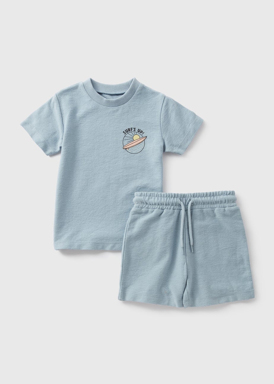 Boys Blue Towel T-Shirt & Shorts Set (1-7yrs)