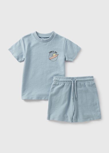 Boys Blue Towel T-Shirt & Shorts Set (1-7yrs)