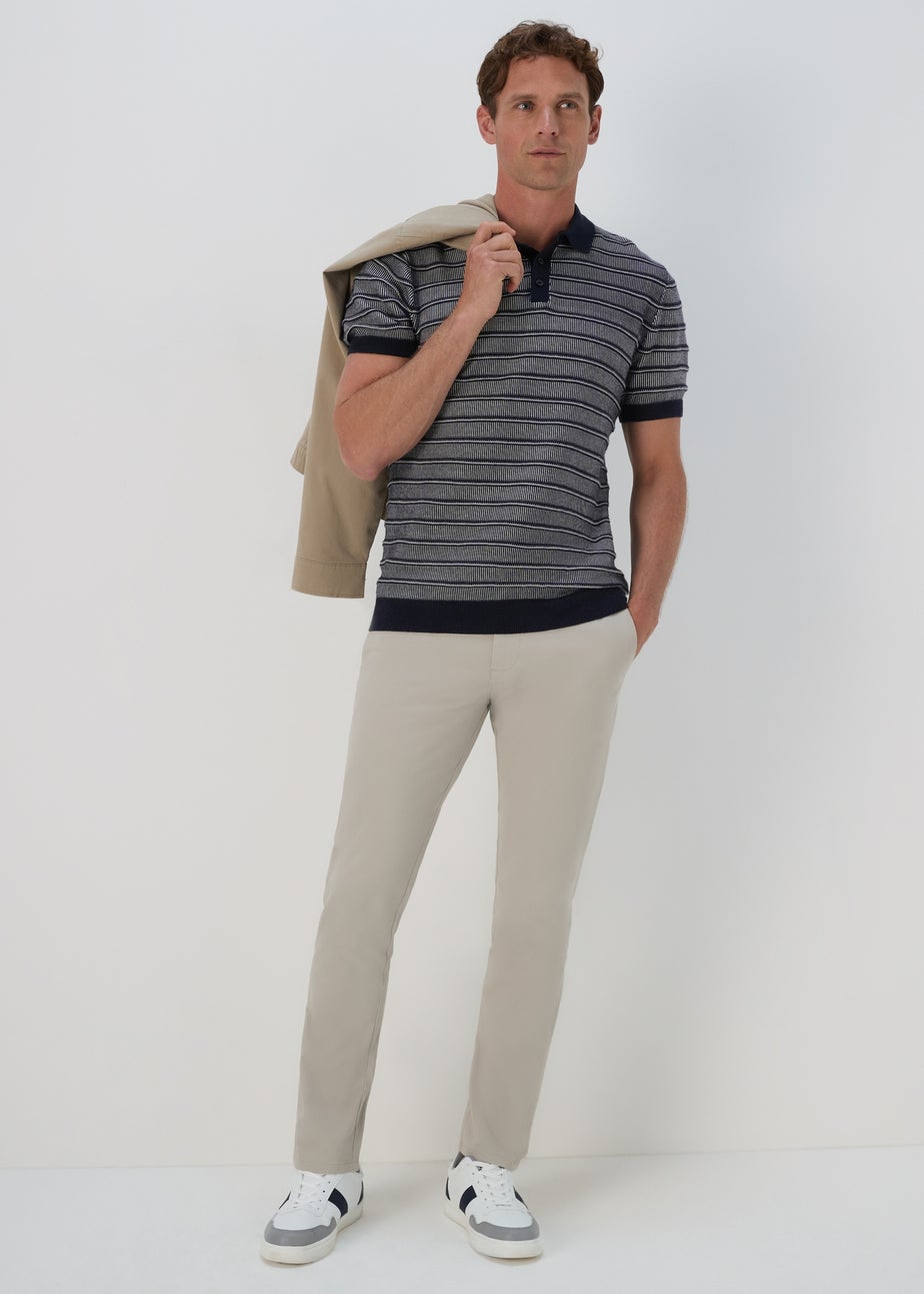 Ecru Textured Polo Shirt