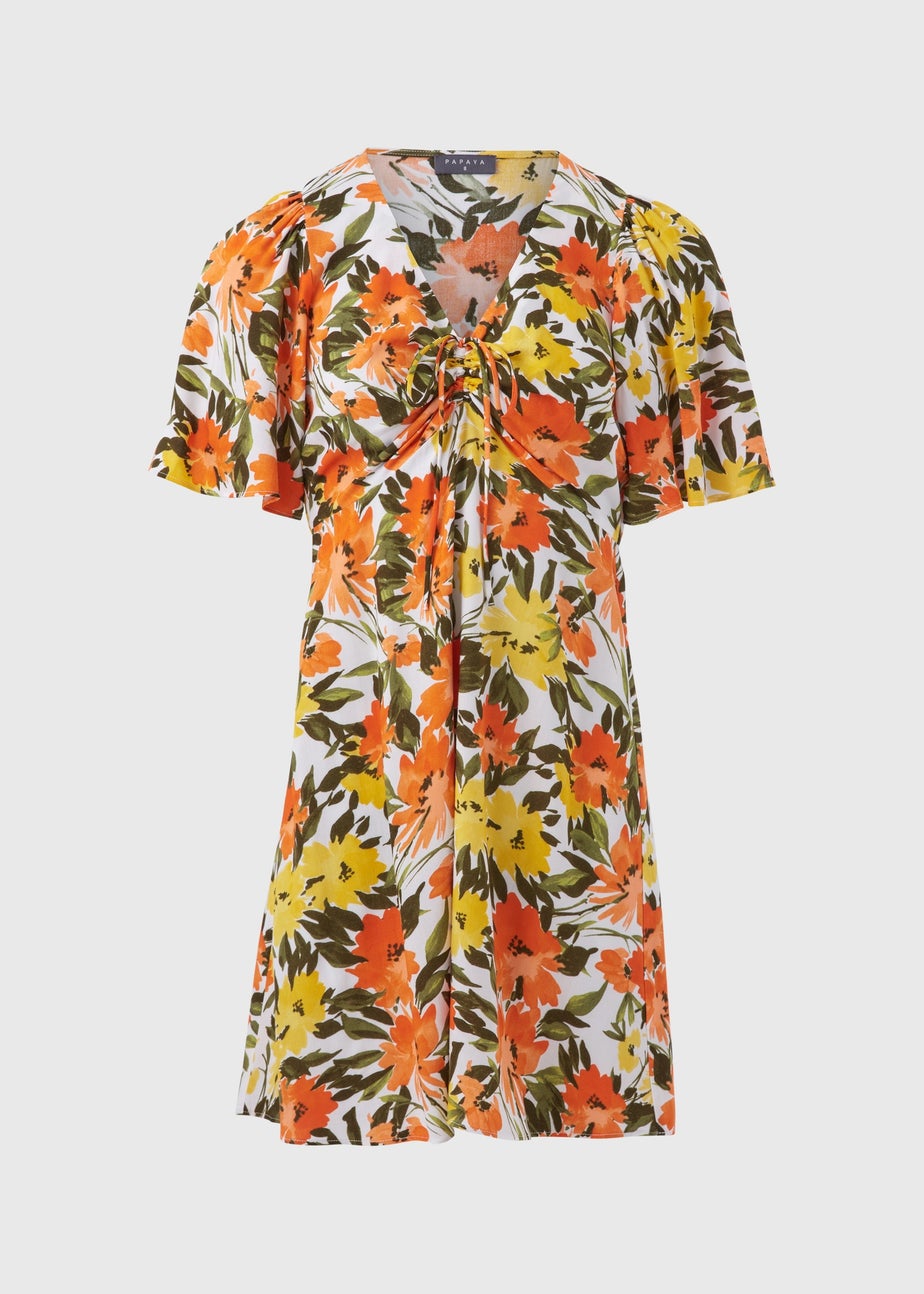 Multicoloured Ditsy Viscose Mini Tea Dress