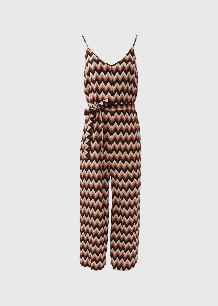 Brown Chevron Viscose Jumpsuit