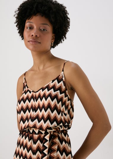 Brown Chevron Viscose Jumpsuit